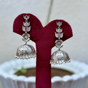 Ruby German Silver Earrings - AGE039