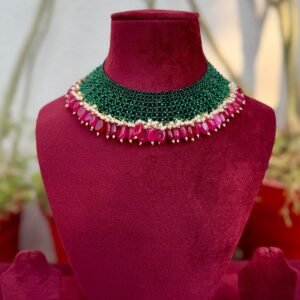 Green Rani Jhalar Necklace - AKN011