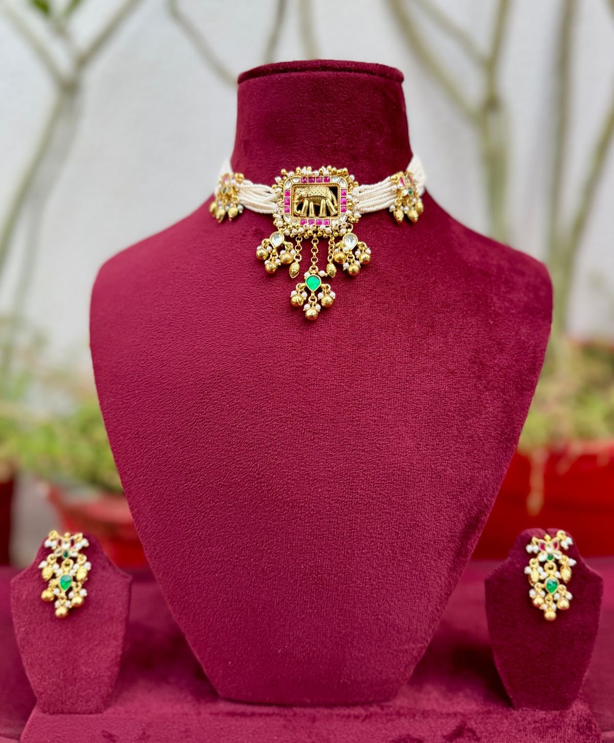 Kundan Golden Elephant Choker for Women