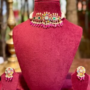 Satrangi Pachi Kundan Choker - AKN042