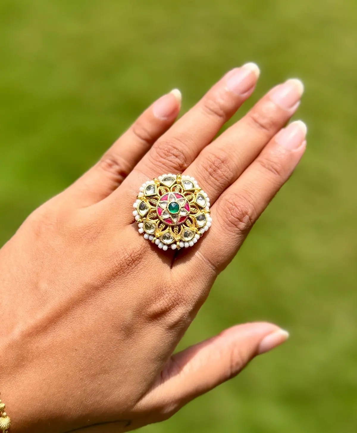 Pachi Kundan Ring for Women