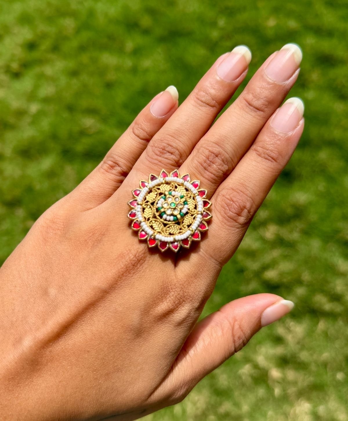 Pachi Kundan Ring for Women