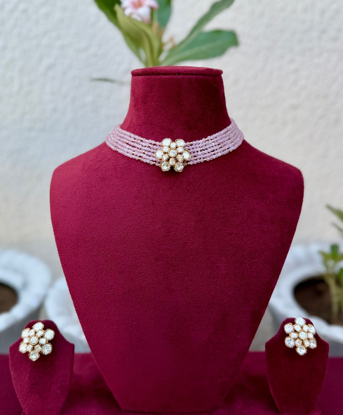 Dusty Pink Polki Choker for Women