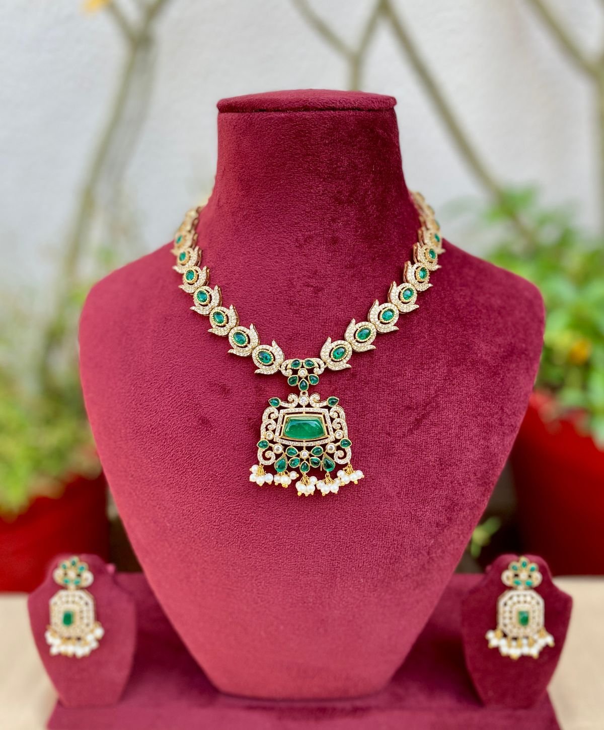 Green Polki Necklace for Women