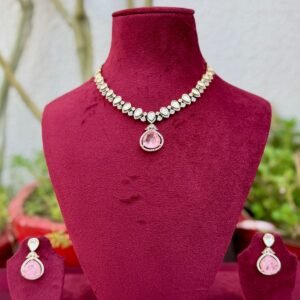 Soft Pink Polki Kundan Necklace - APN014