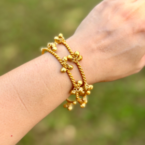 Gold Ghungroo Adjustable German Silver Bangle