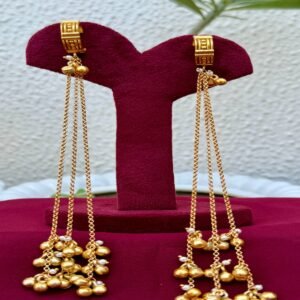 Golden Ghungroo Long Earrings - AGE049