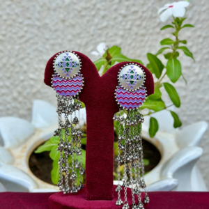 Purple And Maroon Long Tribal Earrings