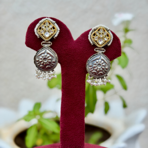 Kundan Fusion German Silver Earrings