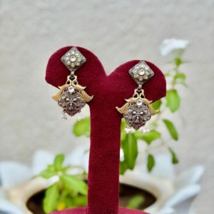 Clear White Dualtone Earrings - AGE076