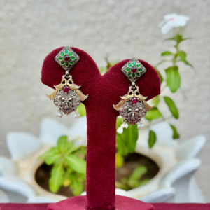 Green Pink Dualtone Earrings - AGE077