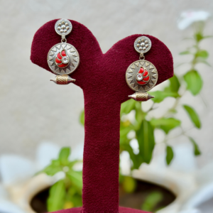 Orange Kundan Dualtone Earrings - AGE078
