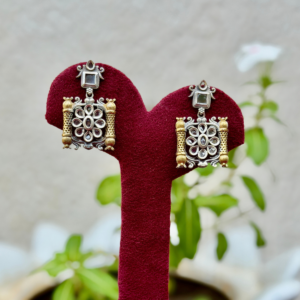 Clear White Dualtone Earrings - AGE079