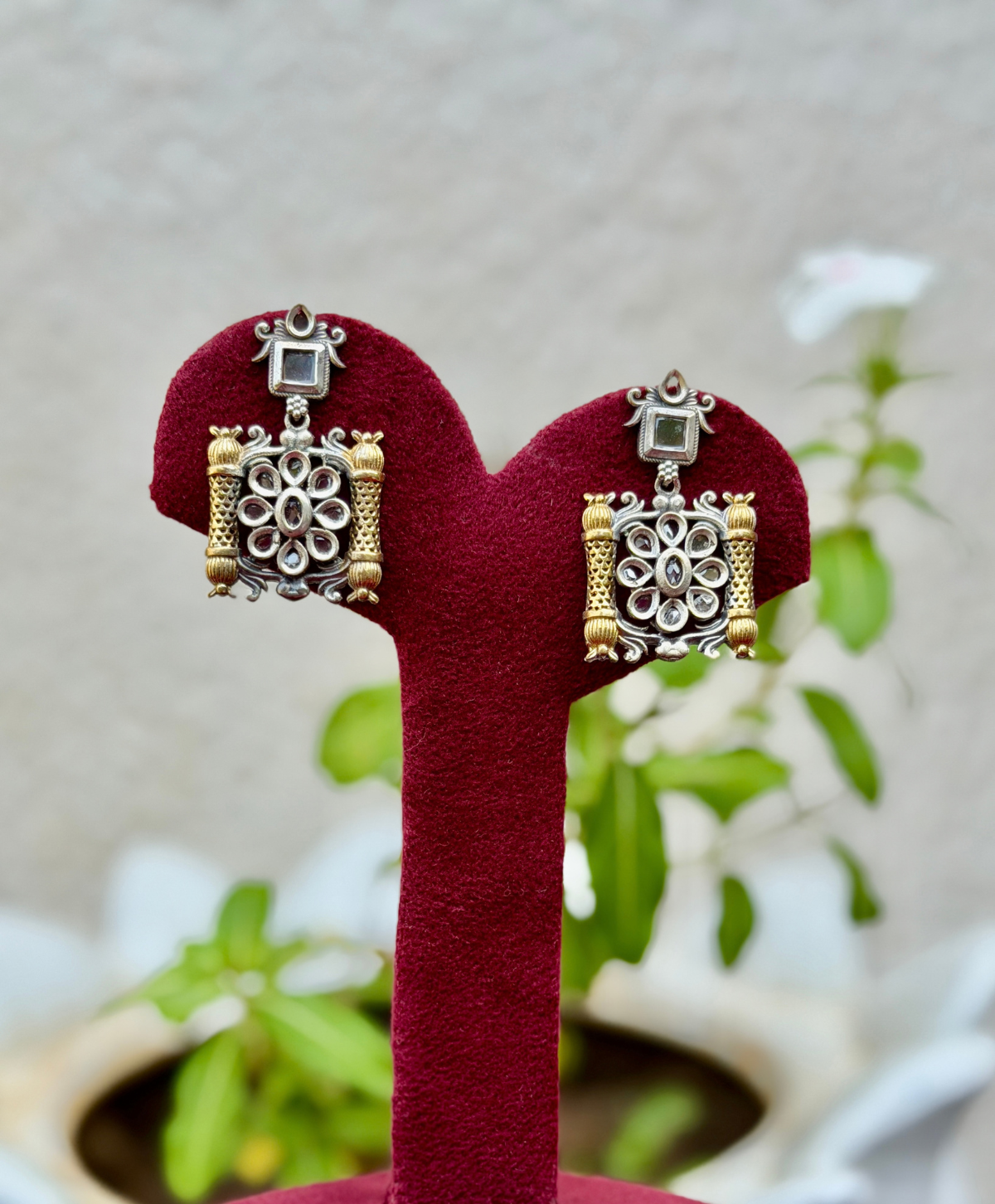 Clear White Dualtone Earrings - AGE079