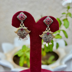 Ruby Pink Dualtone Earrings - AGE083