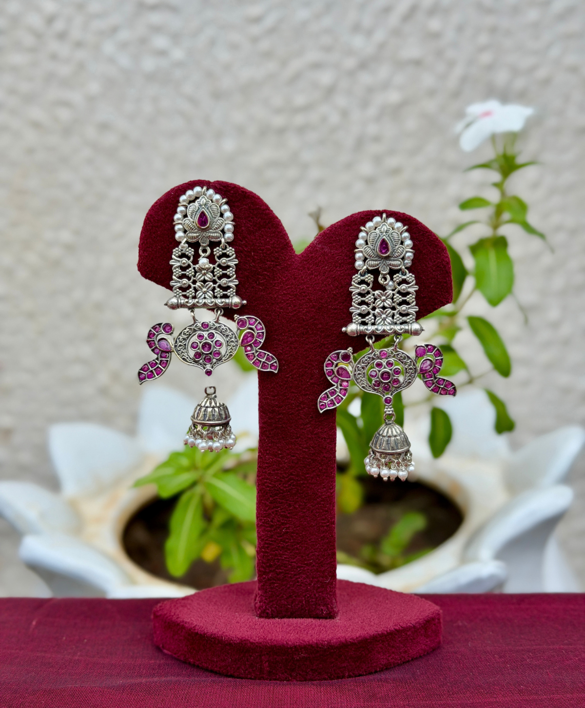Rudy Red German Silver Earrings