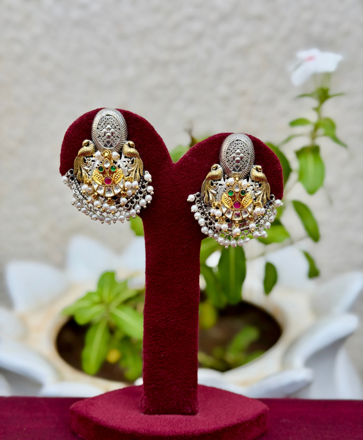 Kundan Fusion Dualtone Earrings