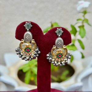 Kundan Fusion Dualtone Earrings