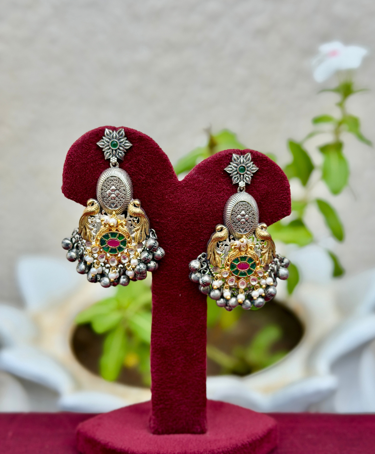 Kundan Fusion Dualtone Earrings
