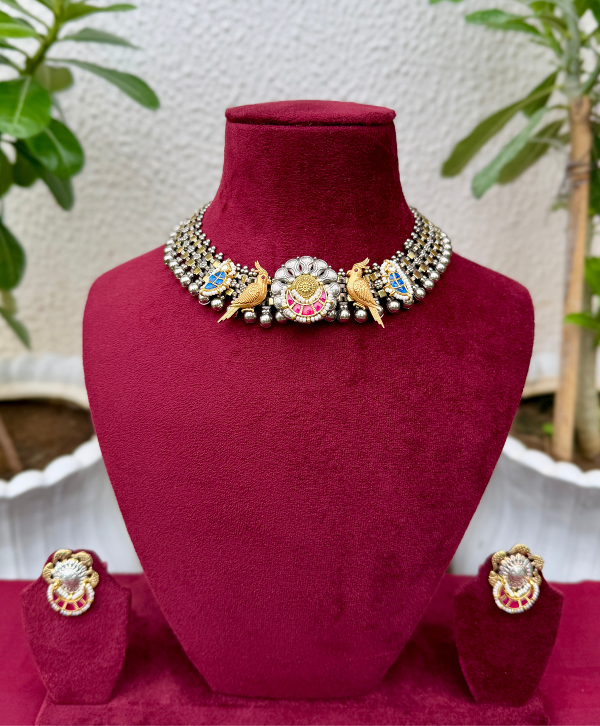 German Silver Aamika Fusion Necklace for Women