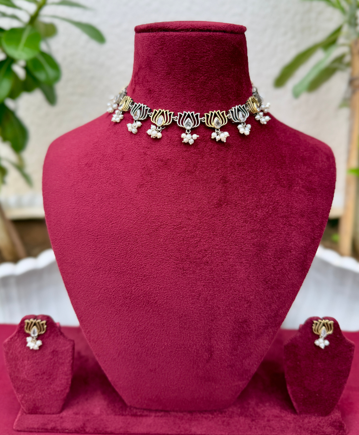 Dual tone Lotus Necklace - AGN016