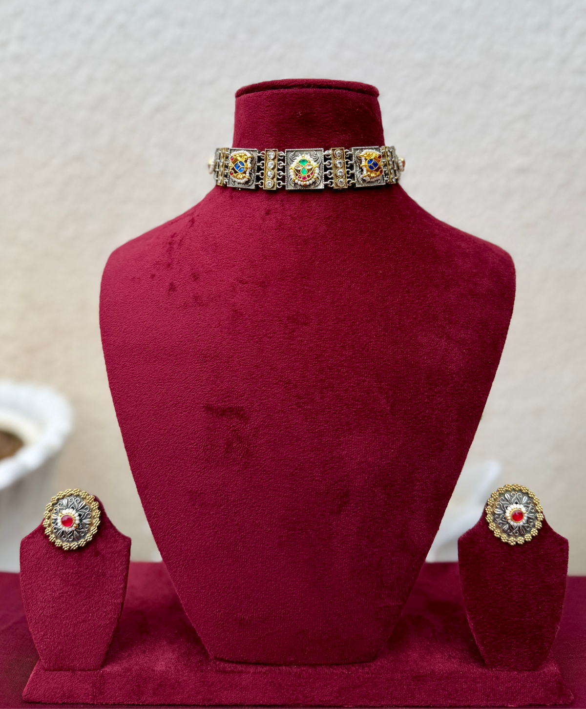 German Silver Dual tone Fusion Choker for Women