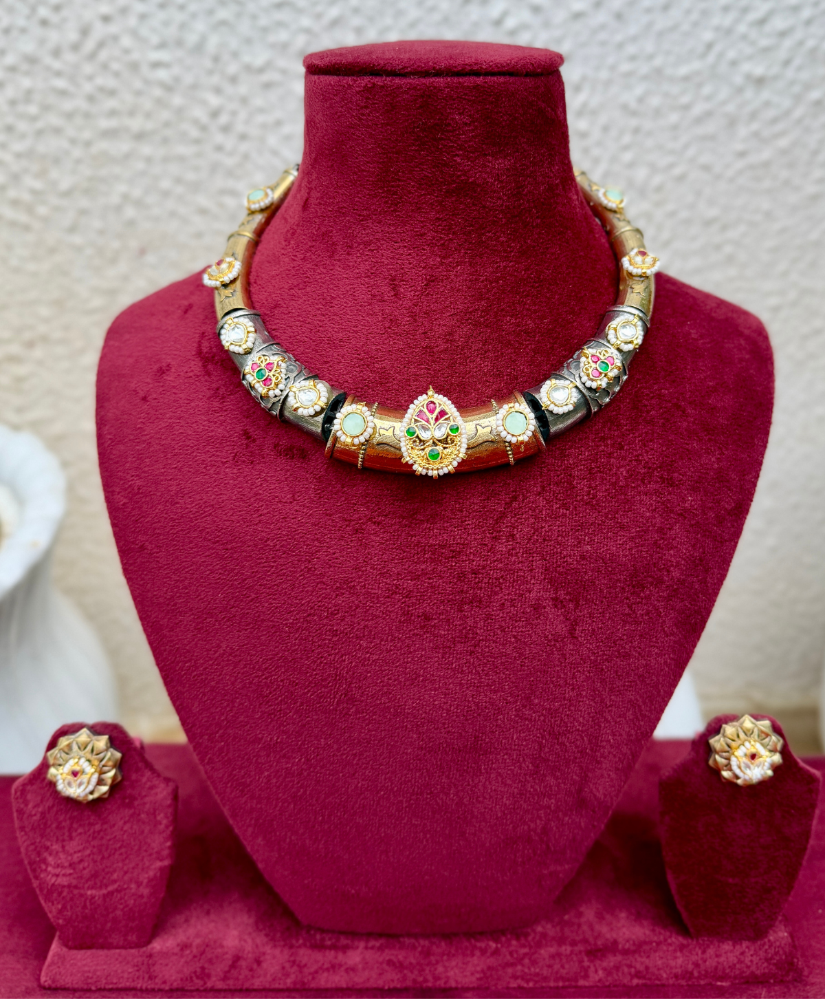 German Silver Dual Tone Fusion Hasli Necklace for Women