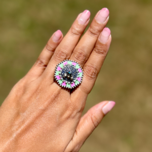 Pink Mint Big Tribal Ring - AGR012