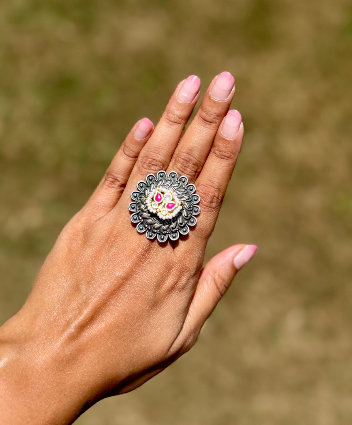 German Silver Look Alike Fusion Ring for Women