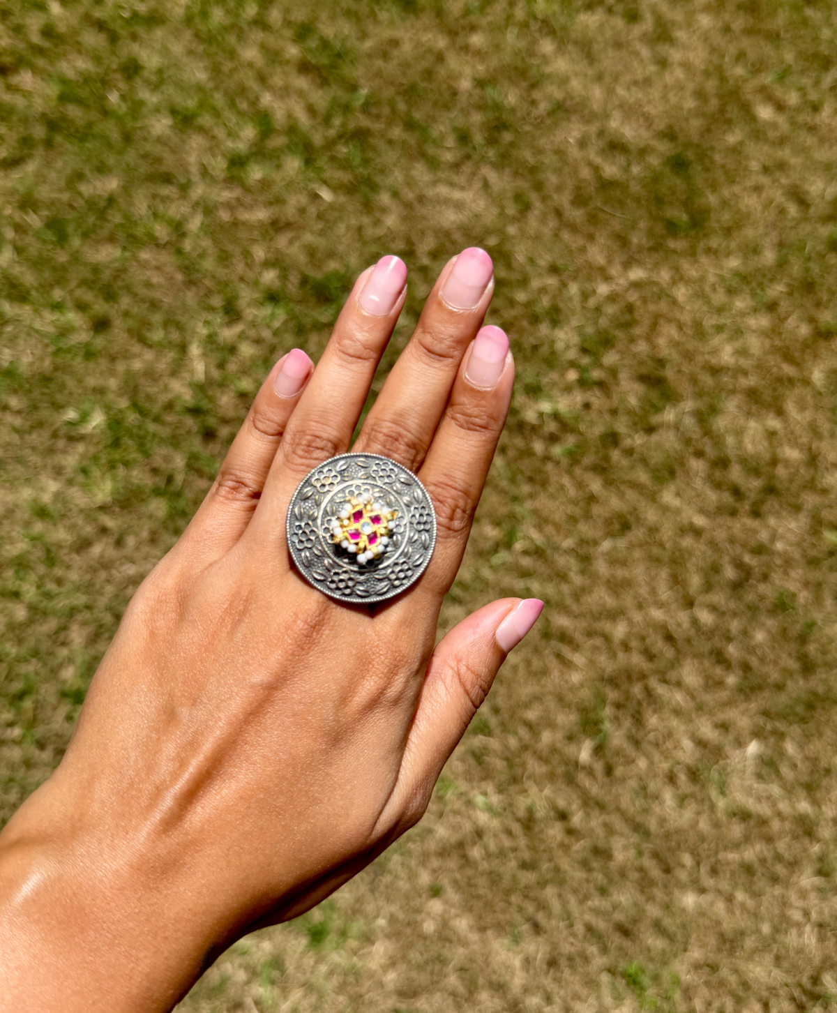 German Silver Look Alike Fusion Ring for Women