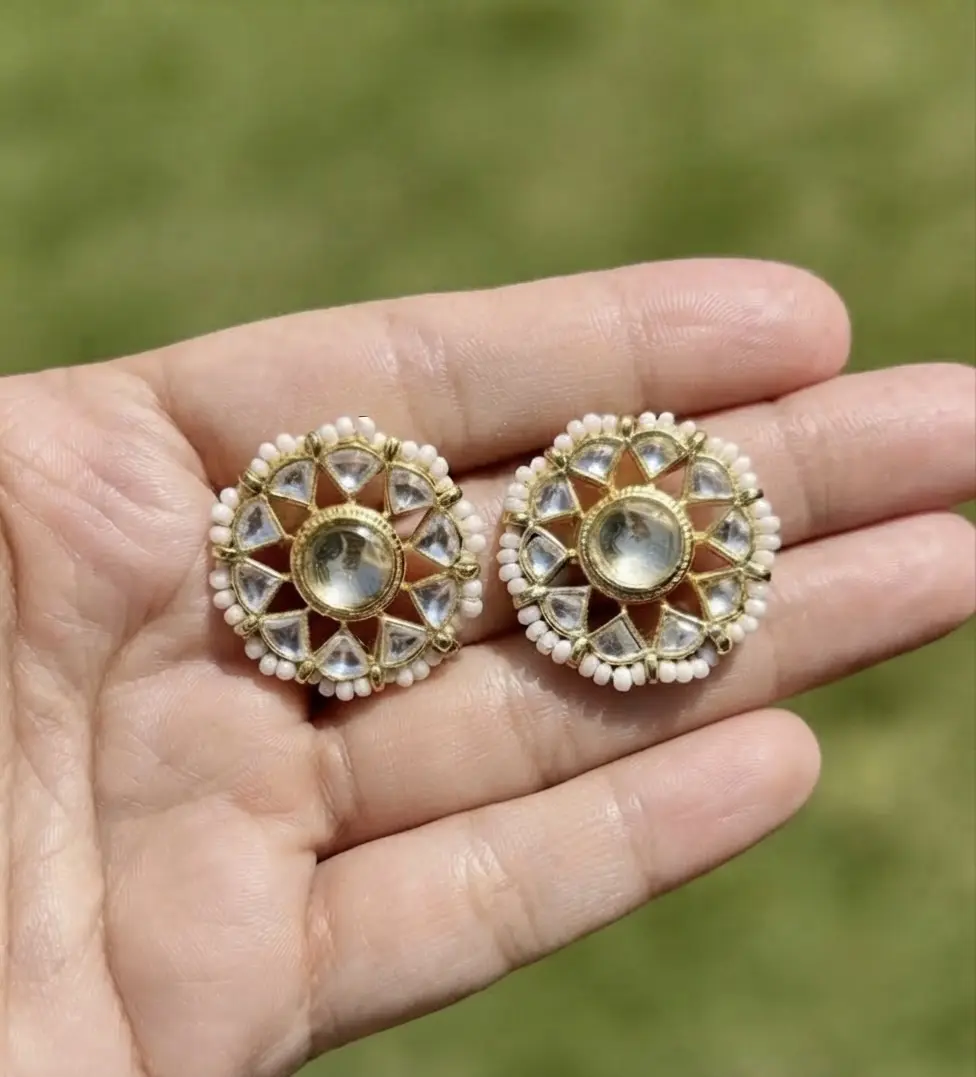 White kundan studs for Women