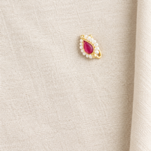 Pink Teardrop Kundan Nose Ring
