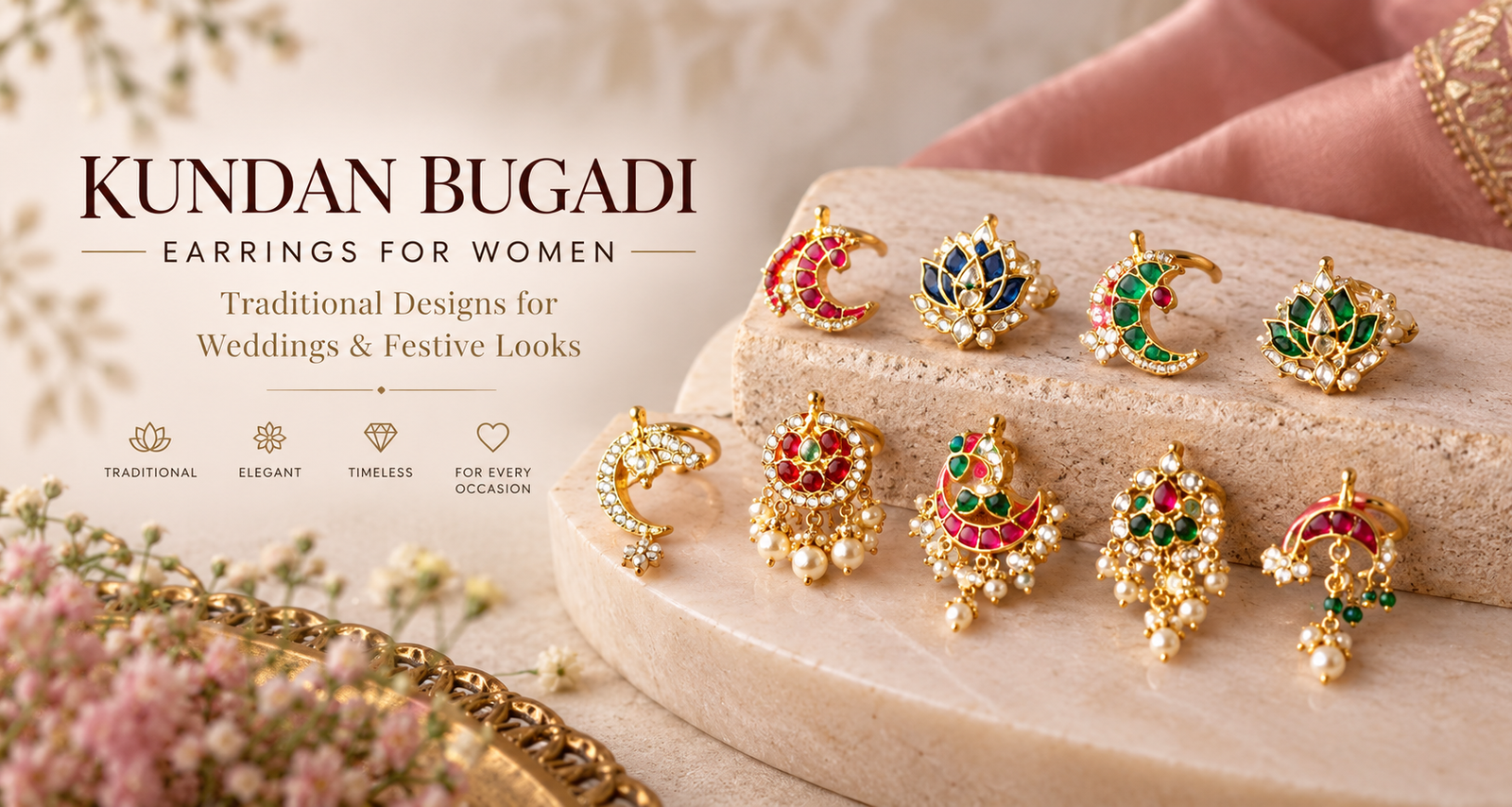 Kundan Bugadi Earrings for Women: Traditional Designs for Weddings & Festive Looks