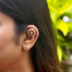 Ruby Red Pachi Kundan Bugadi