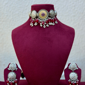 Ruby Beads German Silver Choker
