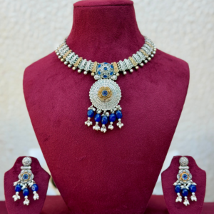 Blue Dual Tone German Silver Necklace