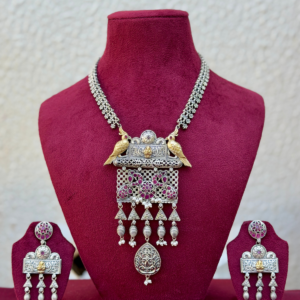 Ruby Dual Tone German Silver Long Set