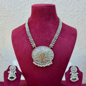 White Stone German Silver Long Set