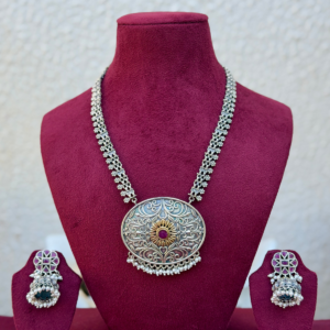Ruby Stone German Silver Long Set